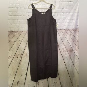 🆕 Duo Maternity Vintage Y2K Lagenlook Faux Suede MED Maxi Charcoal Gray Dress